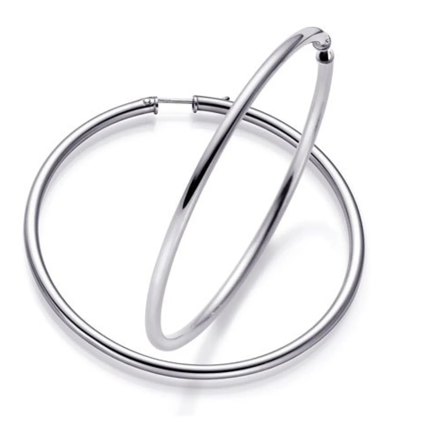 Paar XL Creolen 65mm große Ohrringe Ohrschmuck aus 585 Gold Weißgold für Damen