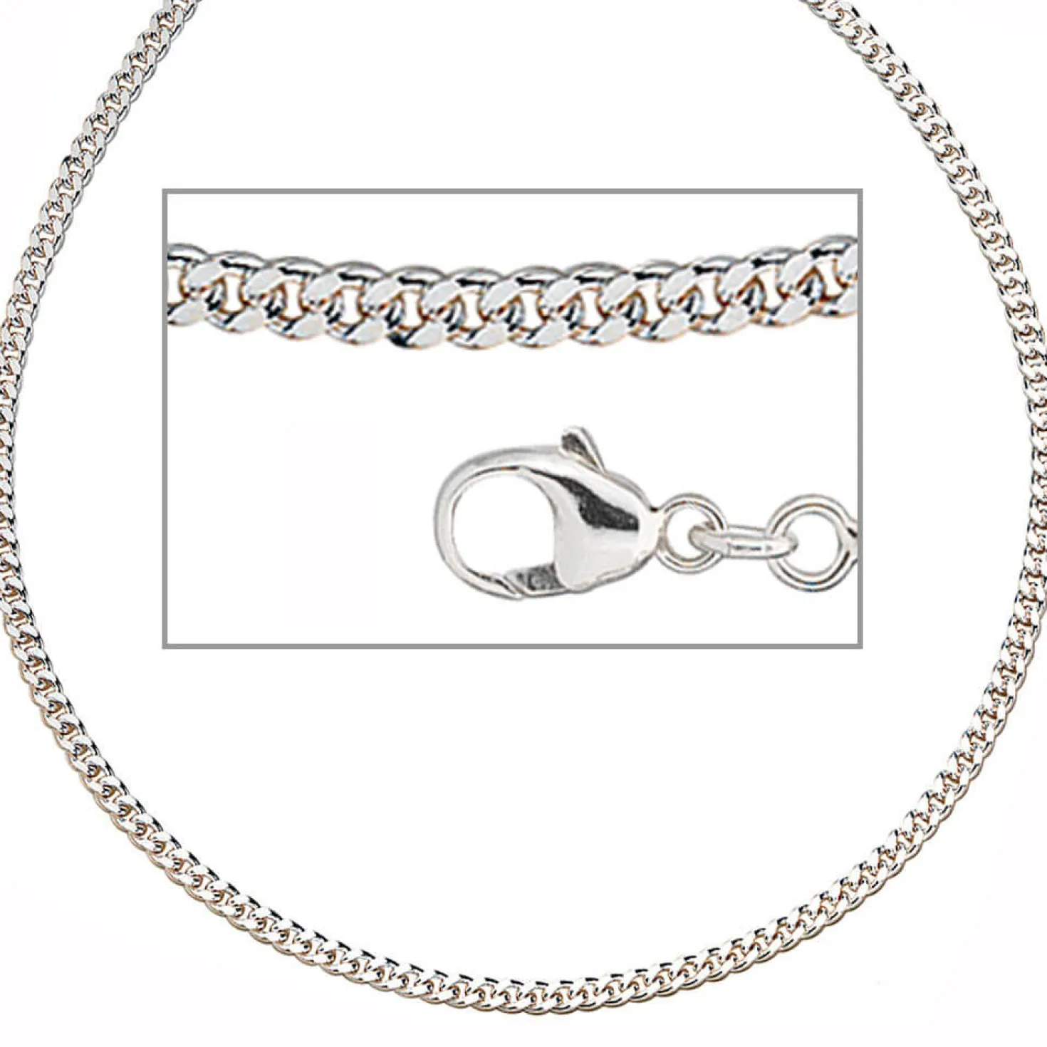 2,5 Panzerkette Silberkette Kette Collier, 925 Silber, 50cm, Unisex