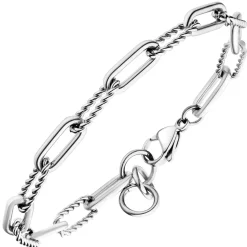 Paper-Clip Armband aus Edelstahl 19,5-21,5cm Armschmuck Armkette