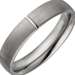 Partner-Ring Fingerring aus Titan mattiert Titanring 5mm Fingerschmuck Unisex