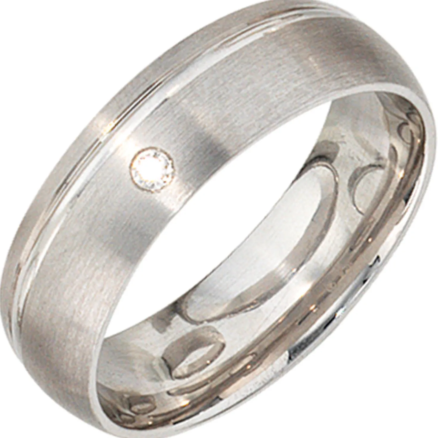 Partnerring Ring mit Zirkonia, 925 echt Silber, mattiert, für Damen