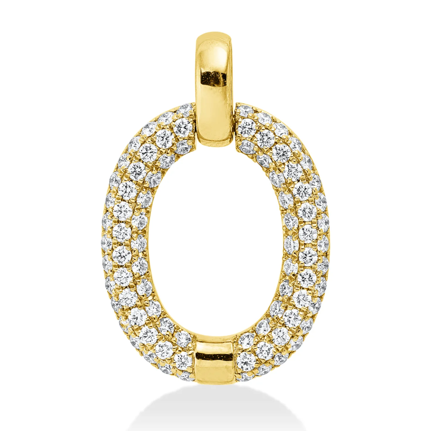 Pavé Anhänger aus 750 Gelbgold 84 Brillanten 0,75ct TW-VSI 24,5x15,8mm mit Öse
