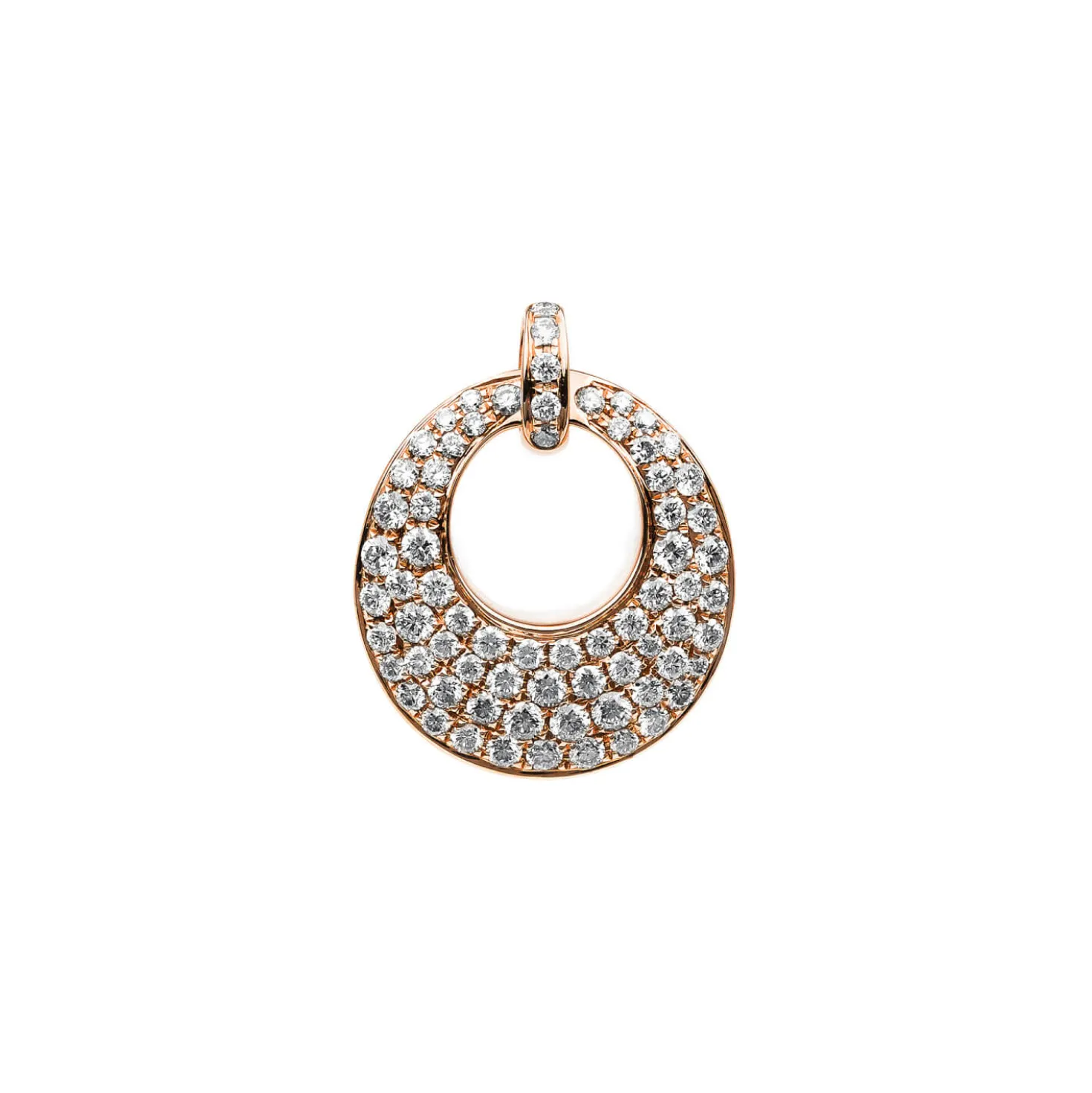 Pavé Anhänger aus 750 Rotgold 71 Brillanten 0,82ct TW-VSI 17,8x16,3mm mit Öse