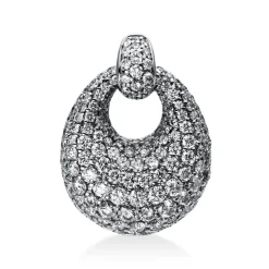 Pavé Anhänger Oval aus 750 Weißgold 146 Brillanten 1,9ct TW-VSI 22,2x16,2mm
