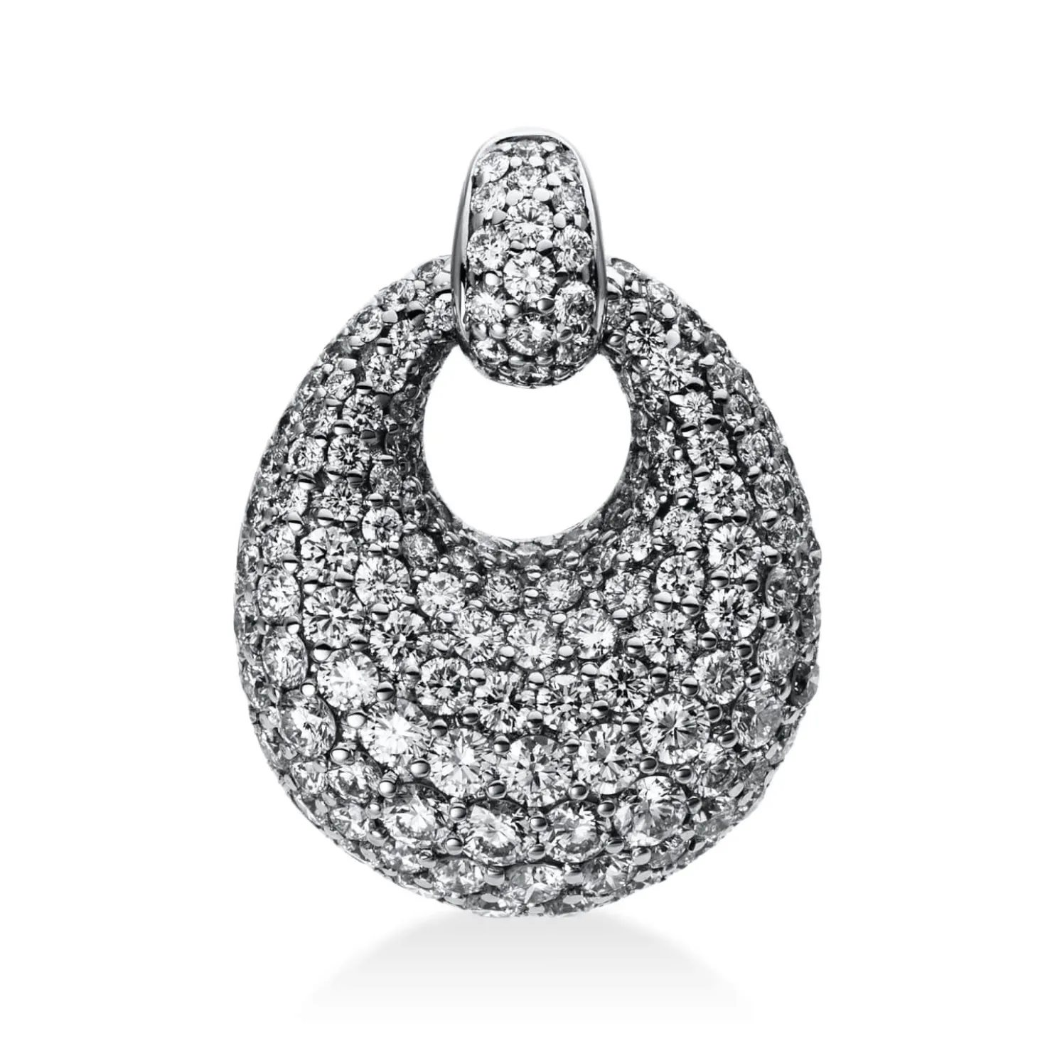 Pavé Anhänger Oval aus 750 Weißgold 146 Brillanten 1,9ct TW-VSI 22,2x16,2mm