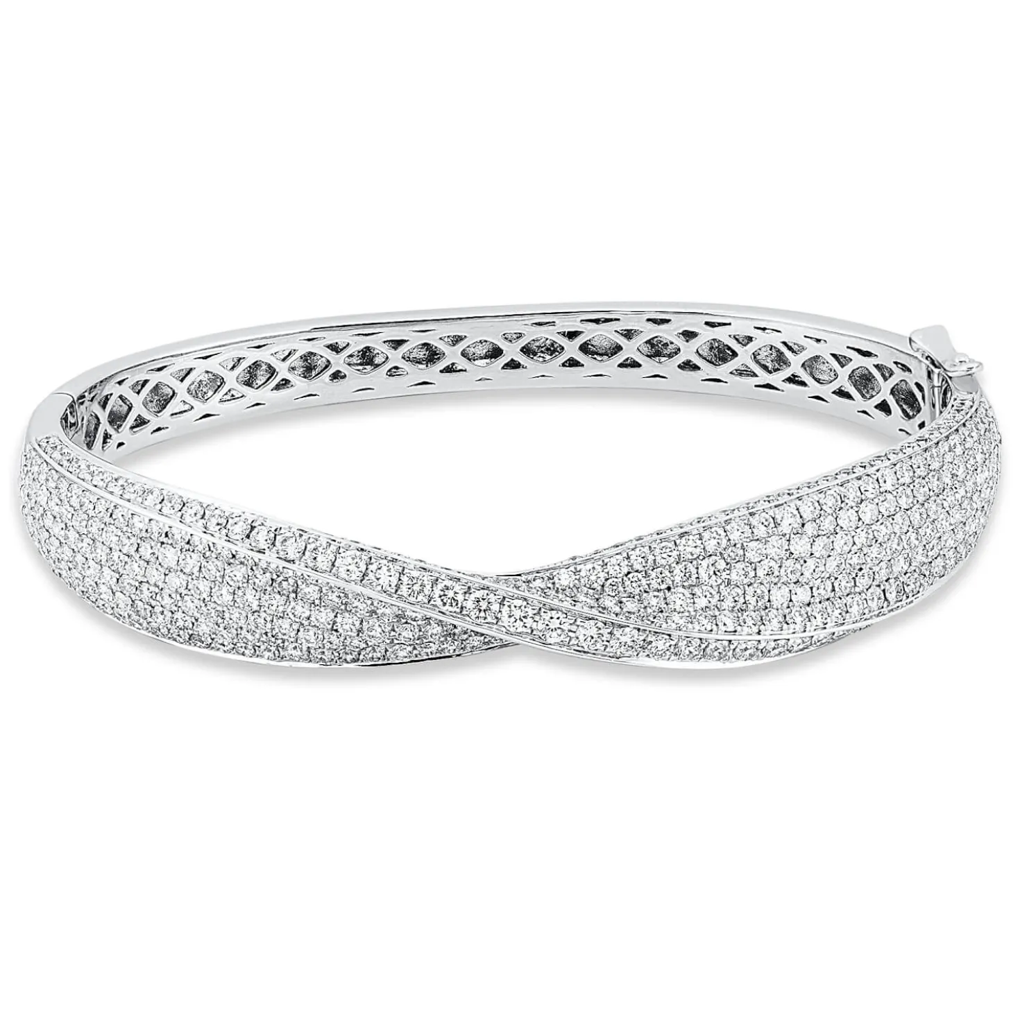 Pavé Armreif aus 750 Weißgold 449 Brillanten 5,29ct TW-VSI/SI 48x58mm