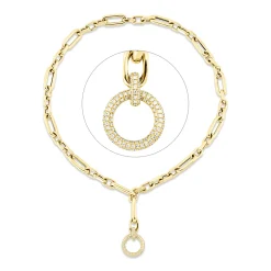 Pavé Collier aus 750 Gold Gelbgold 156 Brillanten 0,57ct TW-SI L:43,2cm