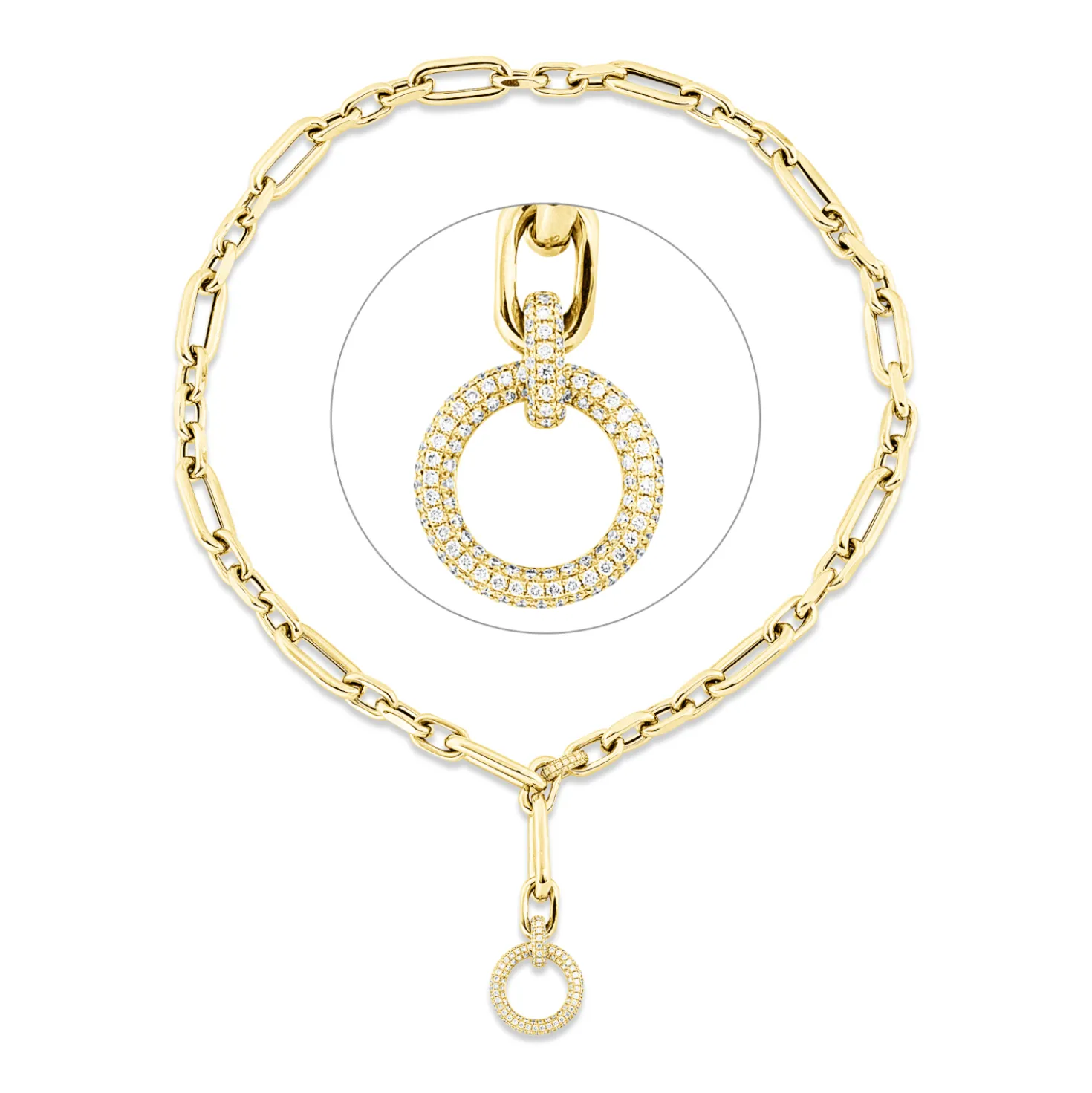 Pavé Collier aus 750 Gold Gelbgold 156 Brillanten 0,57ct TW-SI L:43,2cm