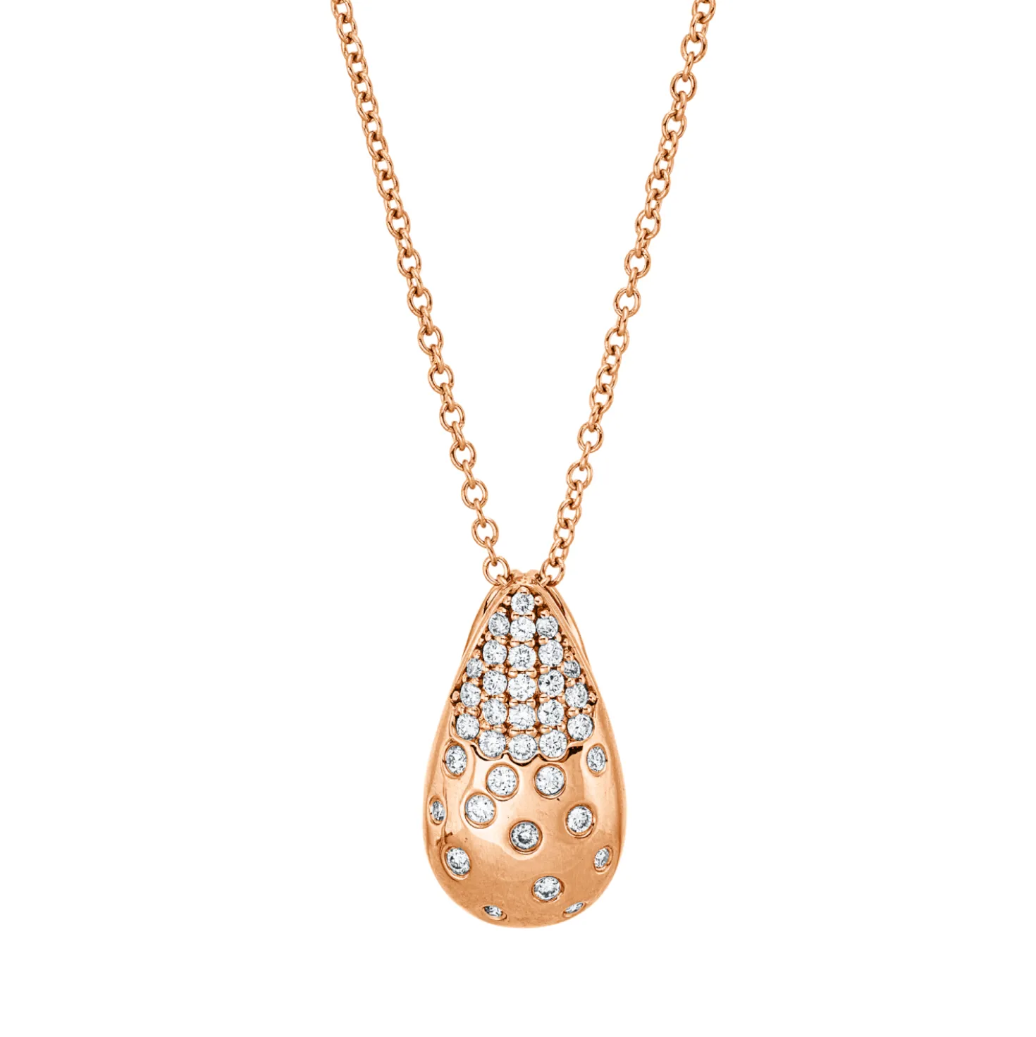 Pavé Collier aus 750 Gold Rotgold 35 Brillanten 0,24ct F-VSI L:45,7cm
