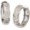 Pavé Creole Creolen 4,1mm mit 50 Diamanten 0.25Ct Brillanten 585 Weißgold Damen