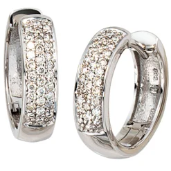 Pavé Creole Creolen 4,1mm mit 50 Diamanten 0.25Ct Brillanten 585 Weißgold Damen