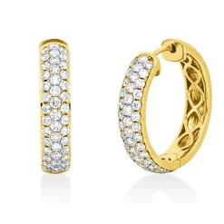 Pavé Creolen aus 750 Gold Gelbgold 86 Brillanten 1,57ct TW-SI 21,9x4,8mm