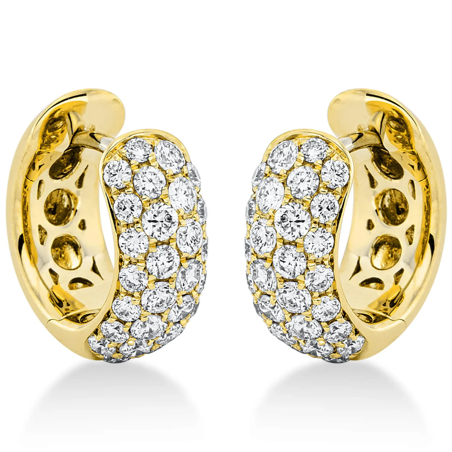 Pavé Creolen aus 750 Gold Gelbgold 60 Brillanten 0,84ct TW-SI 12,7x4,8mm