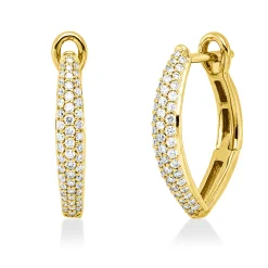 Pavé Creolen aus 750 Gold Gelbgold 104 Brillanten 0,41ct TW-SI 19,1x3,1mm