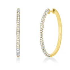 Pavé Creolen aus 750 Gold Gelbgold 164 Brillanten 1,17ct TW-SI 29,6x2,3mm