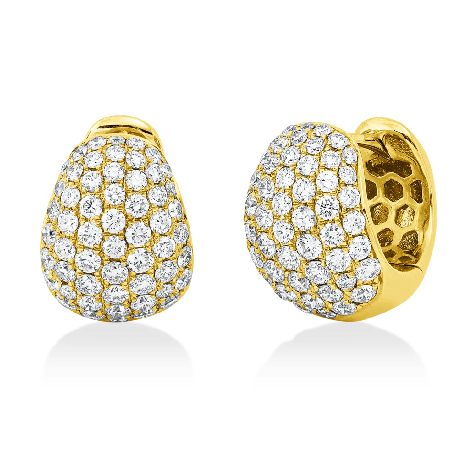 Pavé Creolen aus 750 Gold Gelbgold 112 Brillanten 1,67ct TW-VSI 14,5x10mm