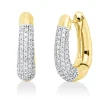 Pavé Creolen aus 585 Gold gelb/weiß 164 Diamanten 0,91ct TW-PI 21,7x5,5mm