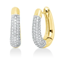 Pavé Creolen aus 585 Gold gelb/weiß 164 Diamanten 0,91ct TW-PI 21,7x5,5mm