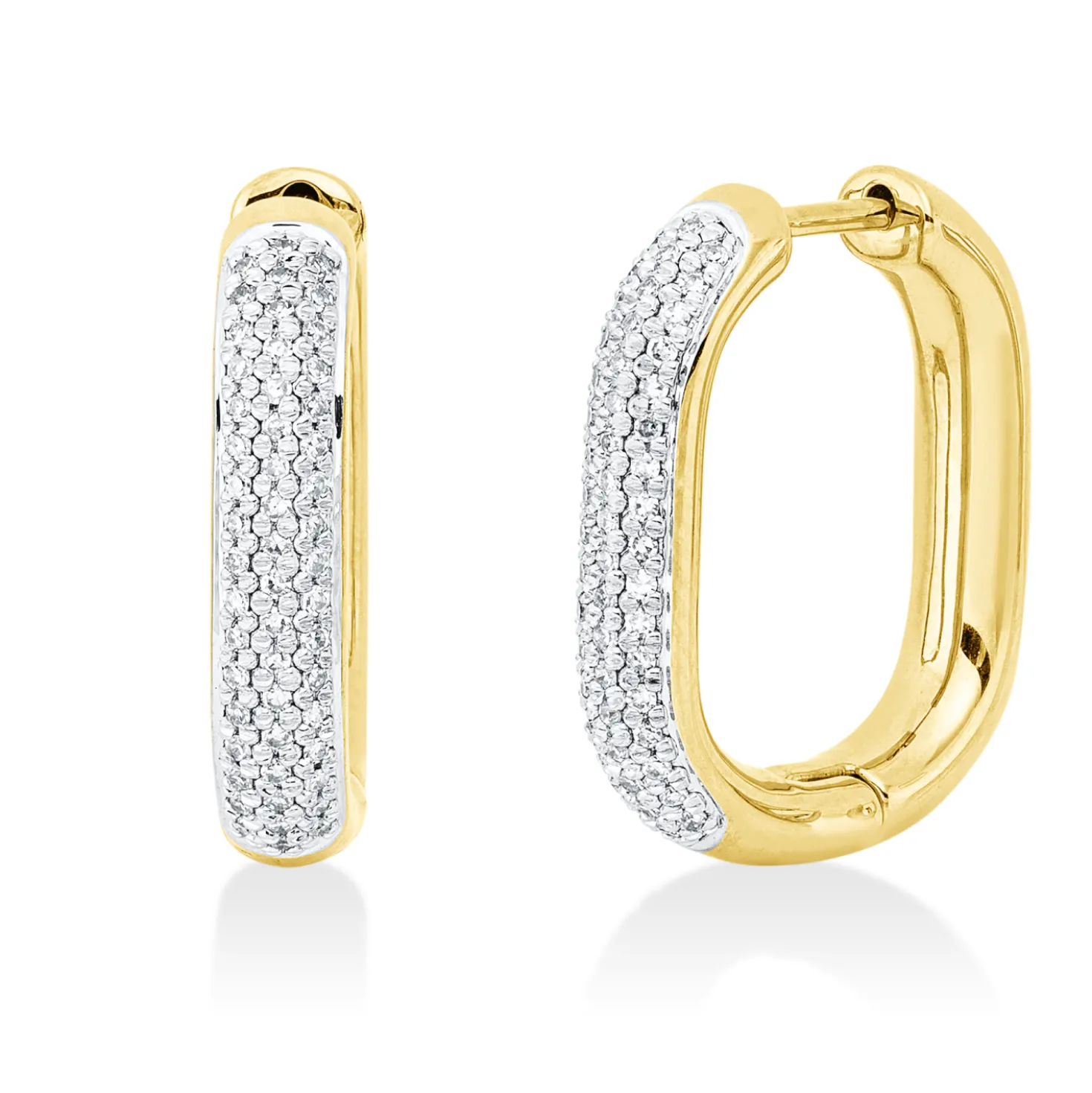 Pavé Creolen aus 585 Gold gelb/weiß 104 Diamanten 0,28ct TW-PI 20x40,1mm