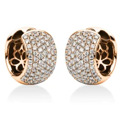 Pavé Creolen aus 750 Gold Rotgold 162 Brillanten 1,44ct TW-VSI