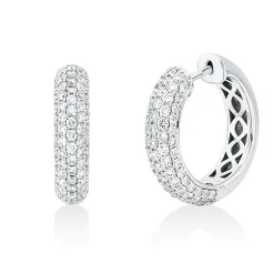 Pavé Creolen aus 750 Gold Weißgold 142 Brillanten 1,69ct TW-SI 20x5mm