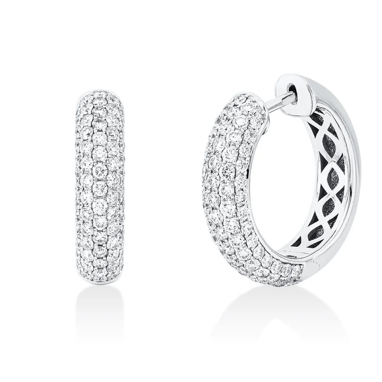 Pavé Creolen aus 750 Gold Weißgold 142 Brillanten 1,69ct TW-SI 20x5mm