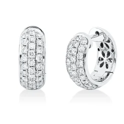 Pavé Creolen aus 585 Gold Weißgold 56 Brillanten 1,04ct TW-SI 15,7x6mm