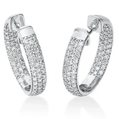 Pavé Creolen aus 750 Gold Weißgold 168 Brillanten 2,89ct TW-SI 25,9x5mm