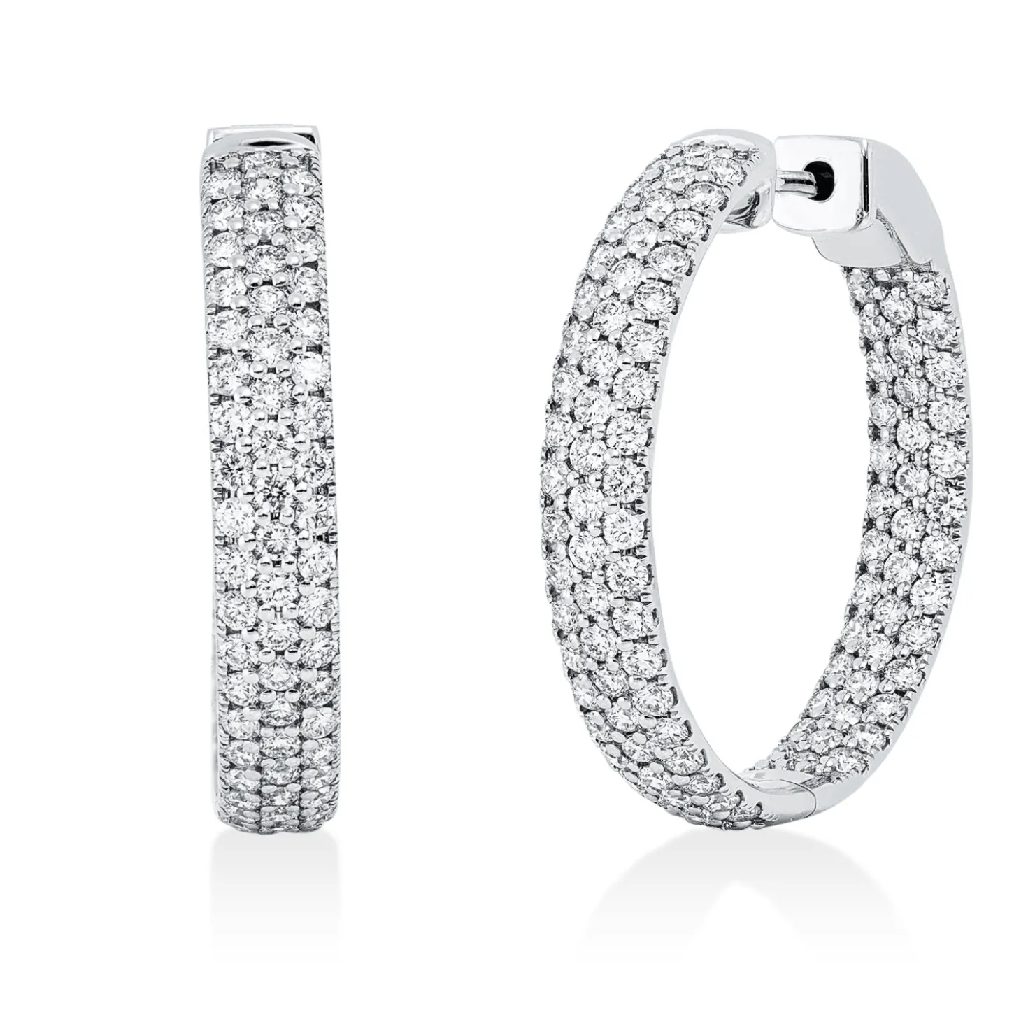 Pavé Creolen aus 750 Gold Weißgold 194 Brillanten 3,51ct TW-SI 30,4x5mm
