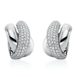 Pavé Creolen aus 750 Gold Weißgold 242 Brillanten 3,5ct TW-VSI