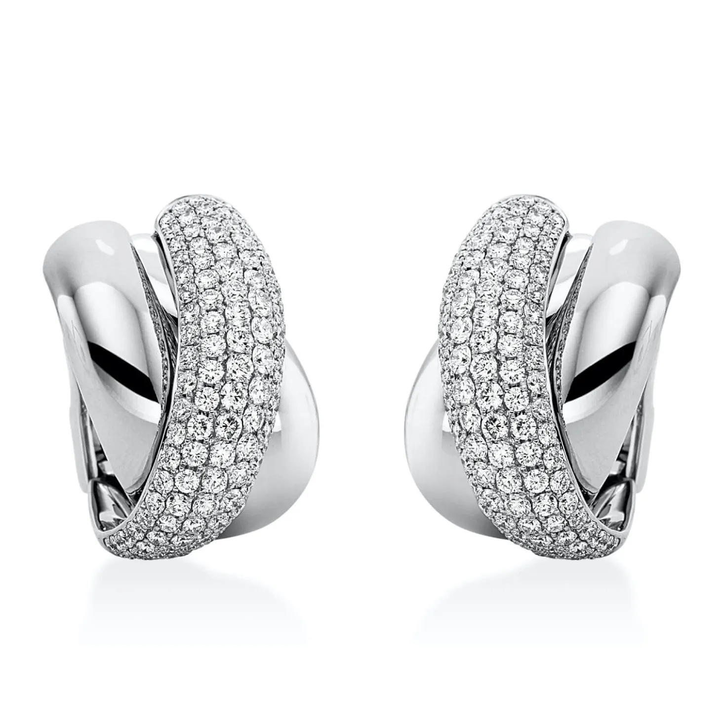 Pavé Creolen aus 750 Gold Weißgold 242 Brillanten 3,5ct TW-VSI