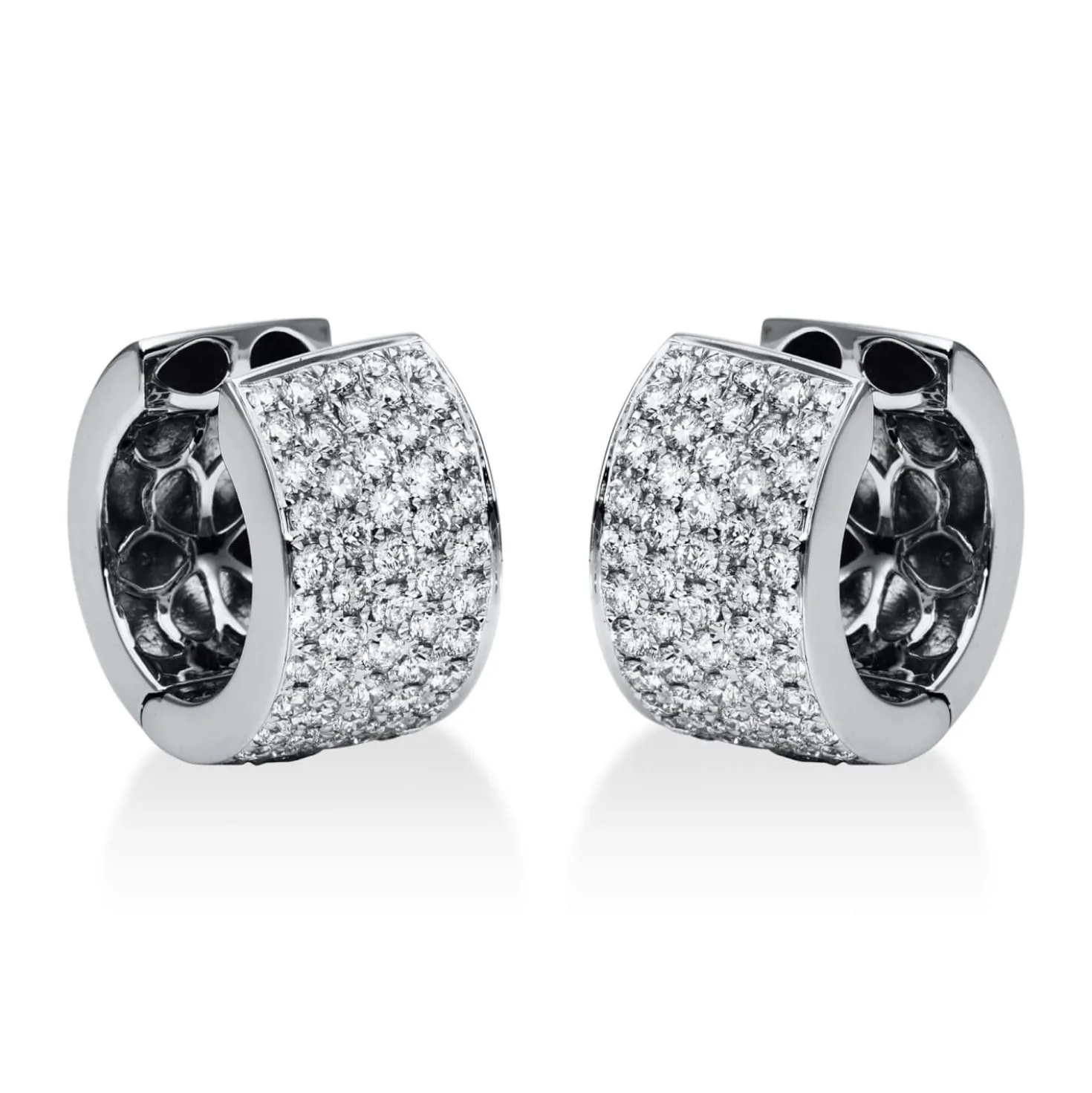 Pavé Creolen aus 750 Gold Weißgold 112 Brillanten 2,22ct TW-VSI