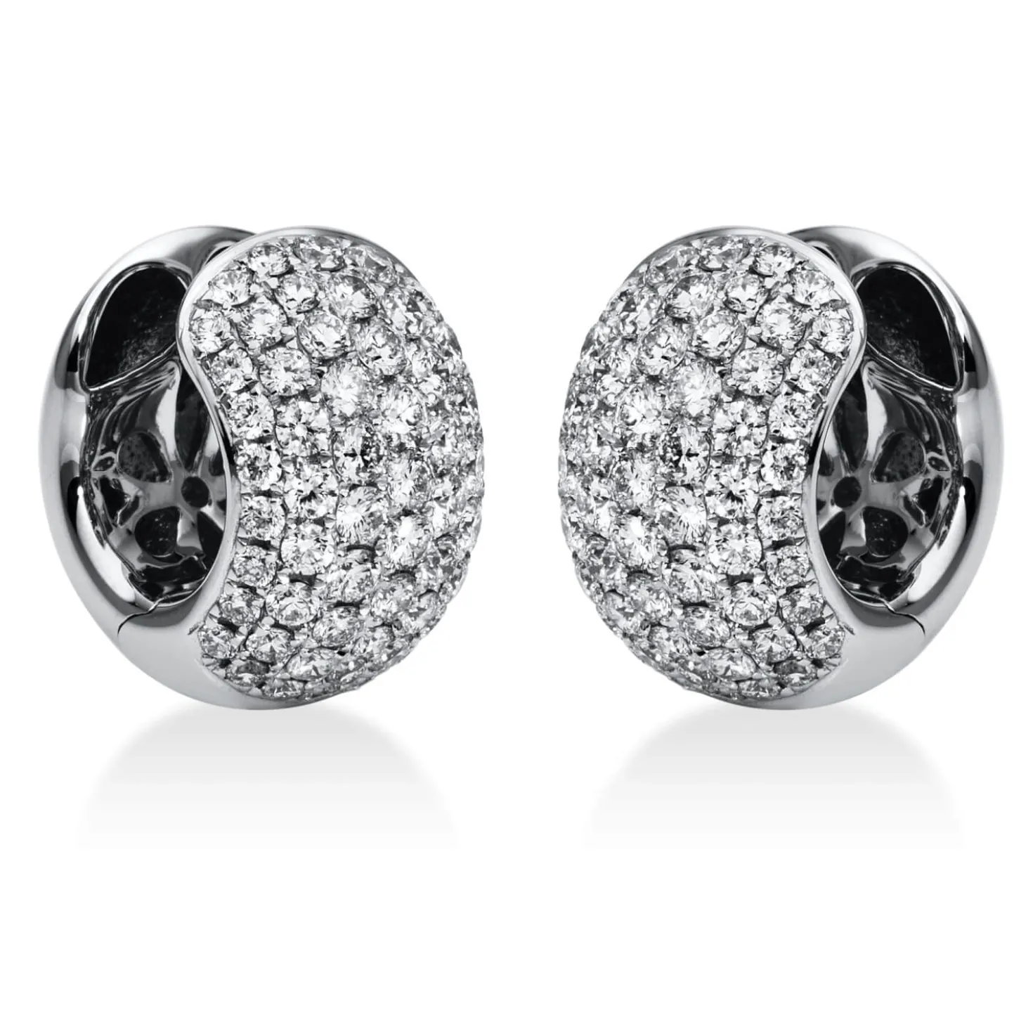 Pavé Creolen aus 750 Gold Weißgold 122 Brillanten 1,73ct TW-VSI