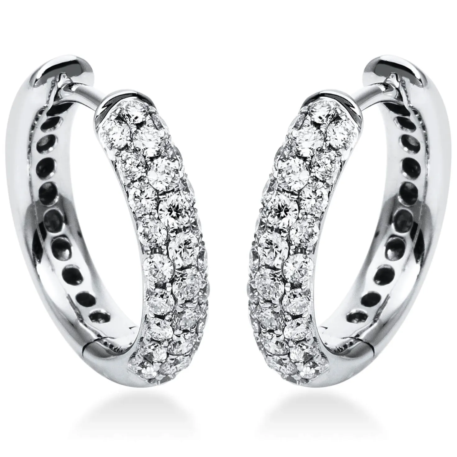 Pavé Creolen aus 750 Gold Weißgold 56 Brillanten 0,51ct TW-VSI 14,7x3mm