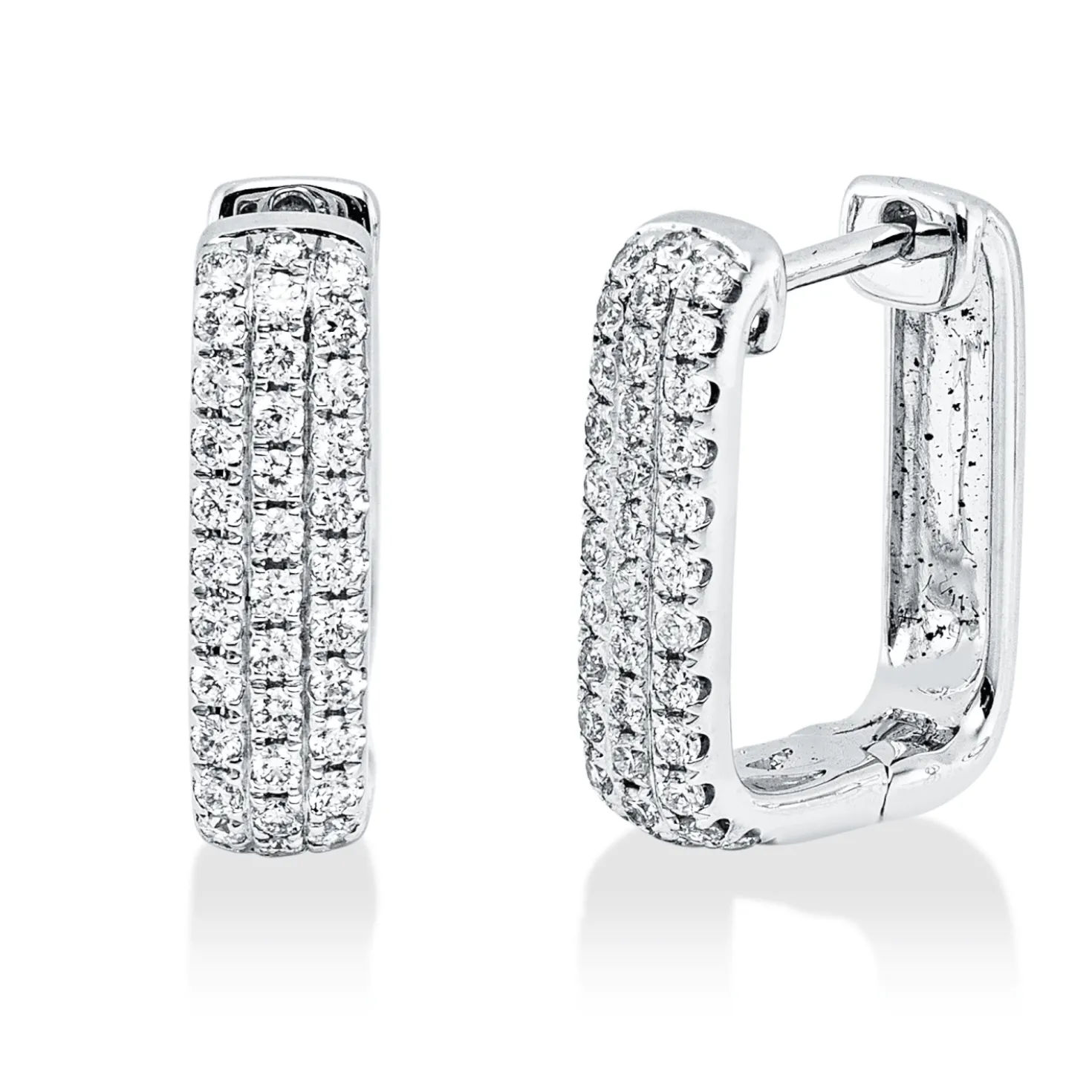 Pavé Creolen aus 750 Gold Weißgold 74 Brillanten 0,46ct W-SI 14,8x4mm