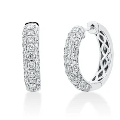 Pavé Creolen aus 750 Gold Weißgold 56 Diamanten 2,08ct TW-SI 20,5x4,6mm
