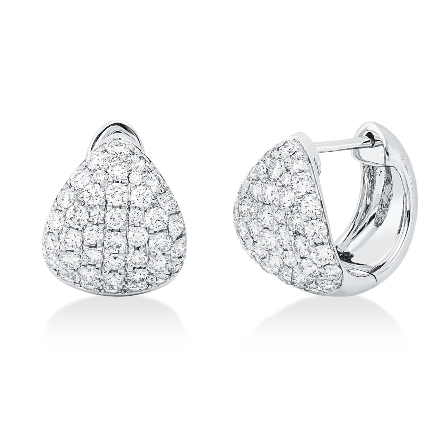 Pavé Creolen aus 585 Gold Weißgold 84 Diamanten 1,41ct TW-SI 14,4x11mm