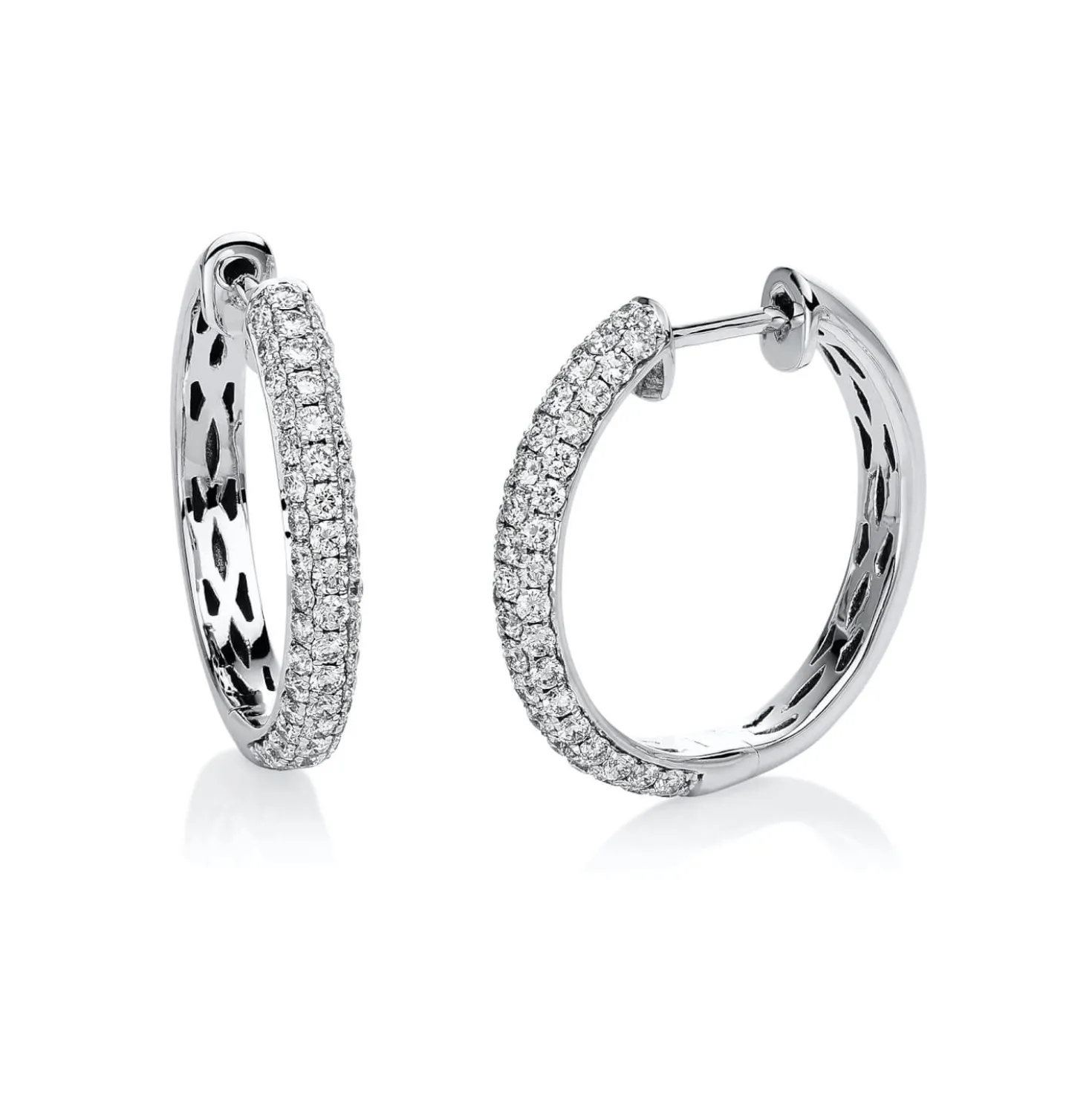 Pavé Creolen aus 750 Weißgold 104 Brillanten 0,94ct TW-SI 19,9x2,8mm