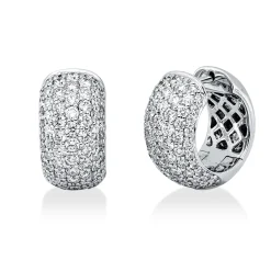 Pavé Creolen aus 750 Weißgold 146 Brillanten 2,67ct TW-VSI/SI 17,2x8,9mm