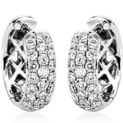 Pavé Creolen aus 750 Weißgold 44 Brillanten 0,9ct TW-VSI/SI 15x4,9mm