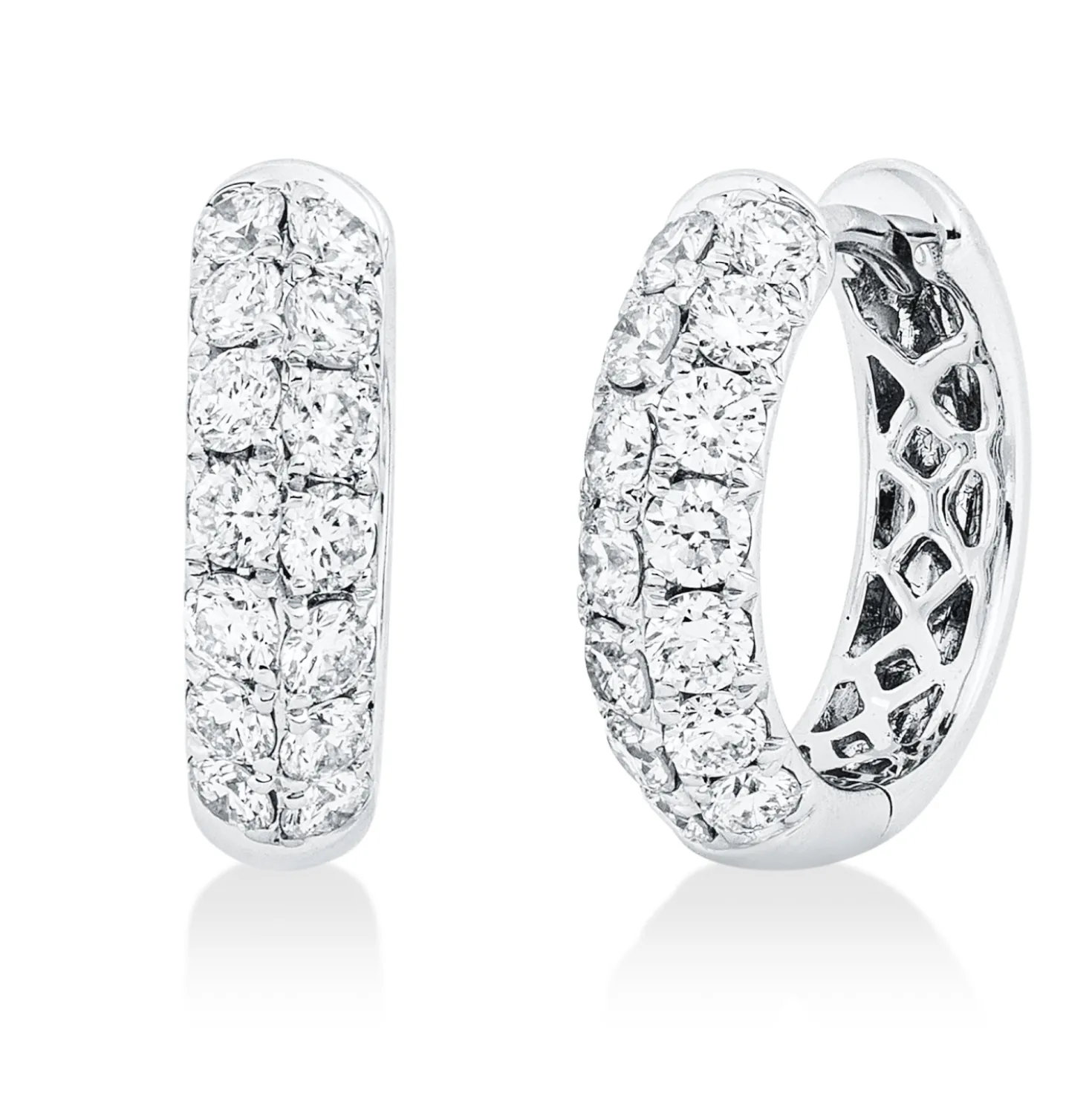 Pavé Creolen aus 750 Weißgold 28 Brillanten 0,82ct TW-VSI/SI 21,5x3,5mm