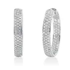 Pavé Creolen aus 750 Weißgold 240 Brillanten 4,06ct TW-VSI 34,7x5,9mm