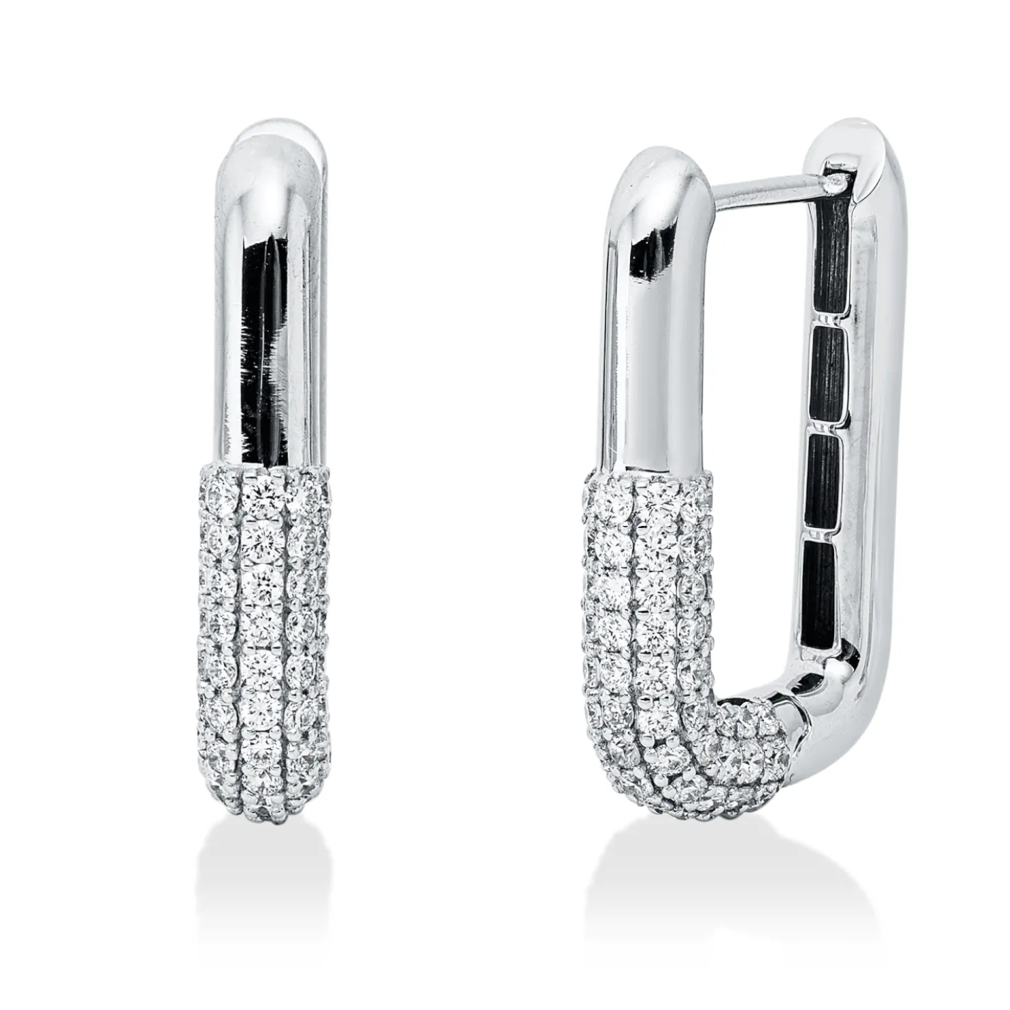 Pavé Creolen aus 750 Weißgold 144 Brillanten 1,17ct TW-VSI 21,1x4mm