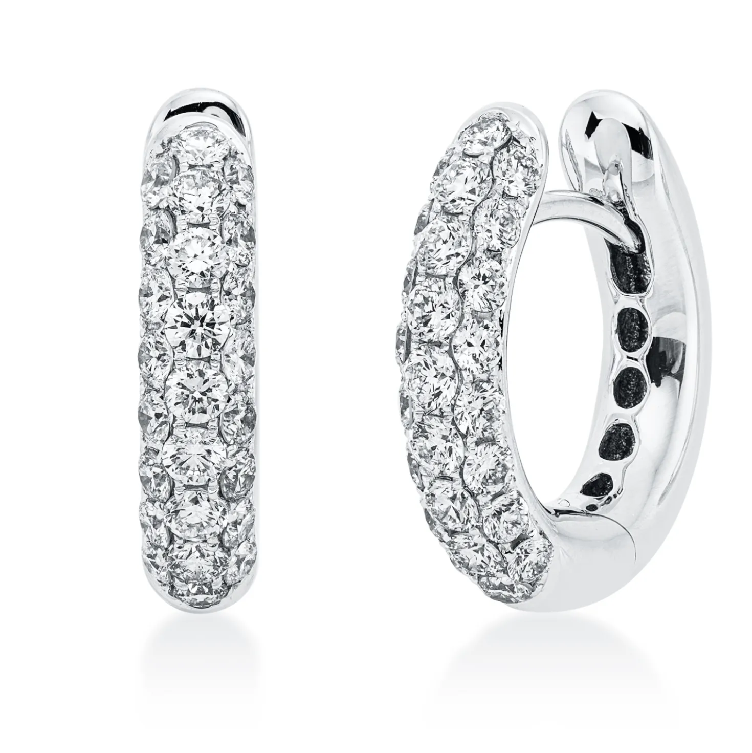 Pavé Creolen aus 750 Weißgold 50 Brillanten 1,12ct TW-VSI 15,8x3,5mm
