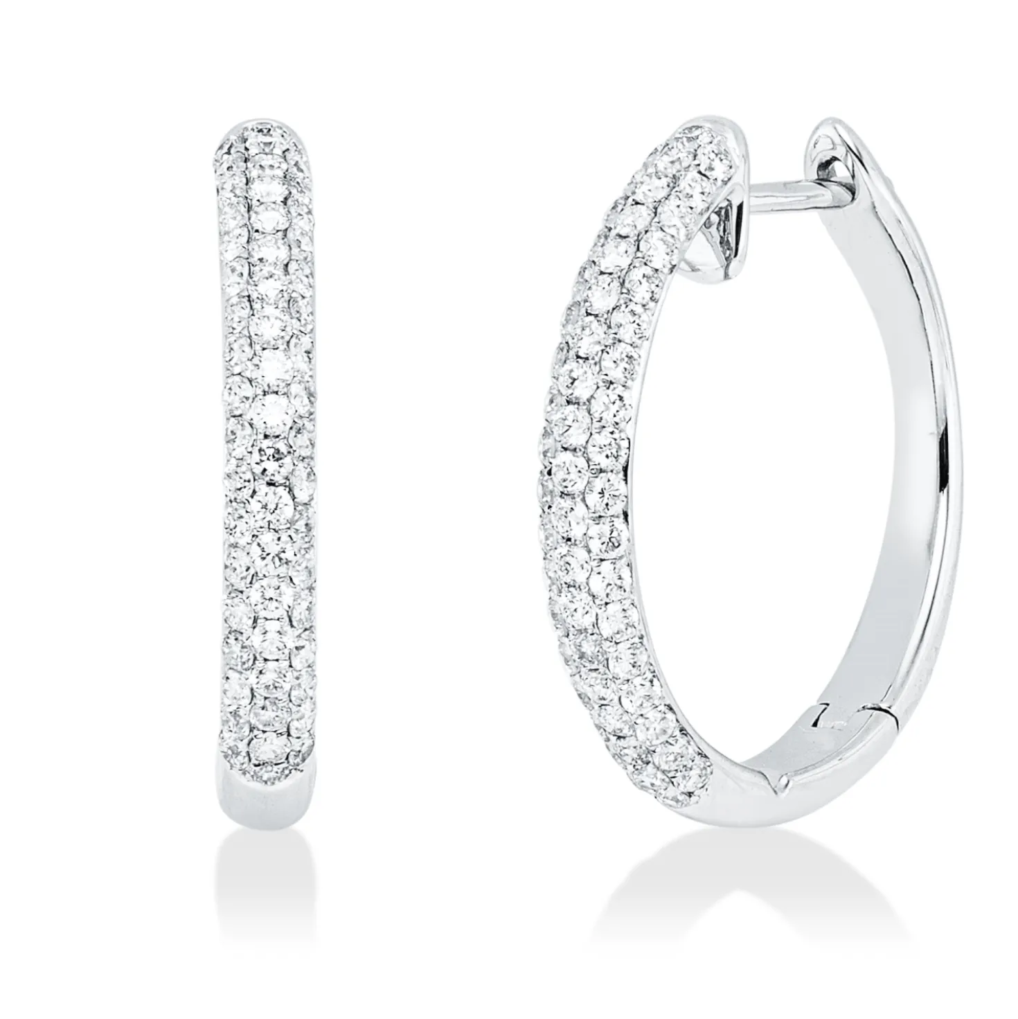 Pavé Creolen aus 750 Weißgold 110 Brillanten 0,55ct TW-VSI 17,9x2,3mm
