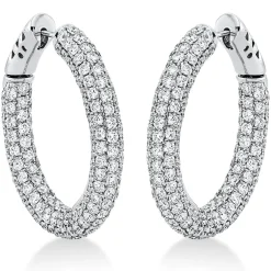Pavé Creolen aus 750 Weißgold 352 Brillanten 6,39ct TW-VSI 29,2x4,1mm