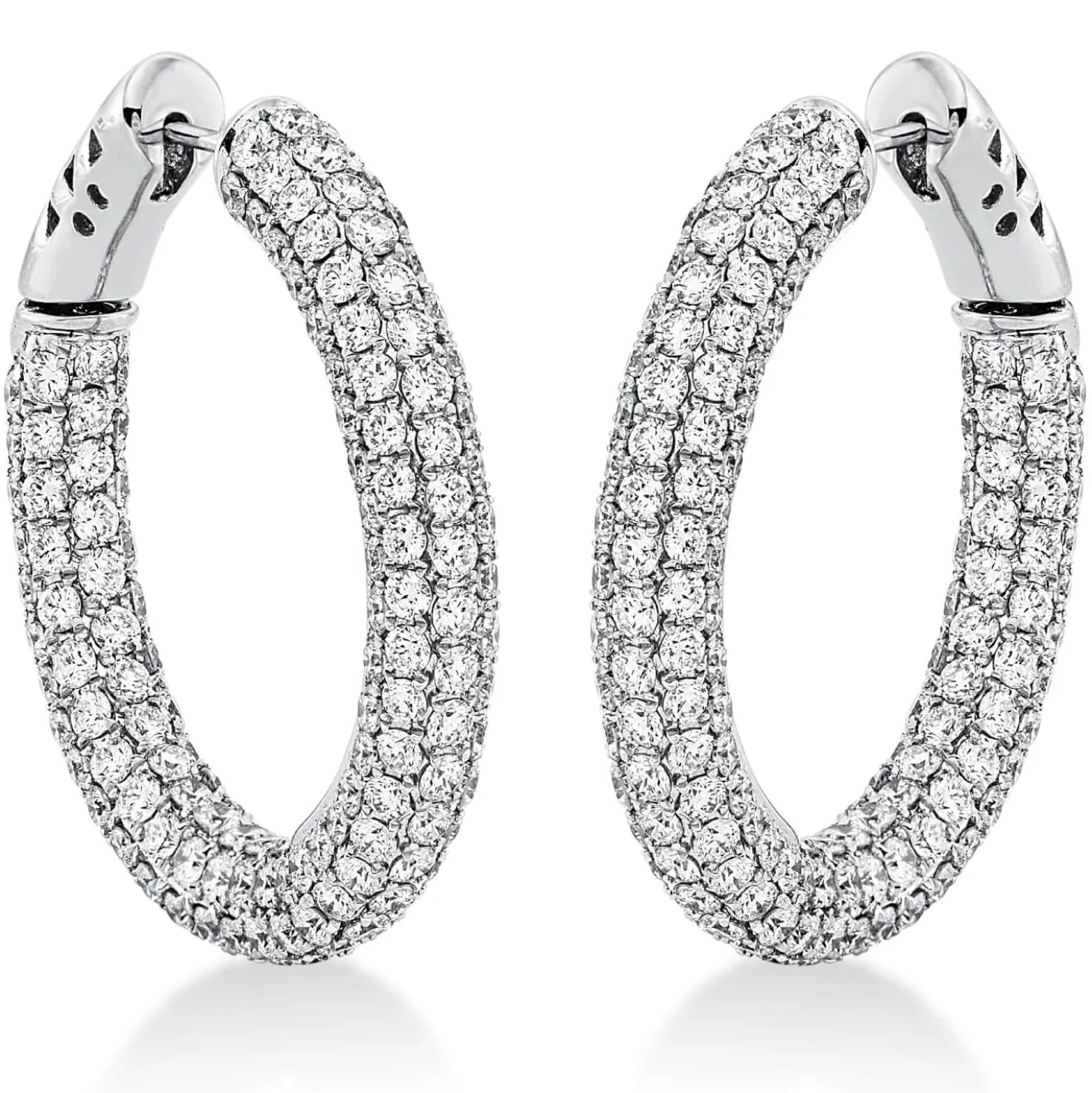 Pavé Creolen aus 750 Weißgold 352 Brillanten 6,39ct TW-VSI 29,2x4,1mm