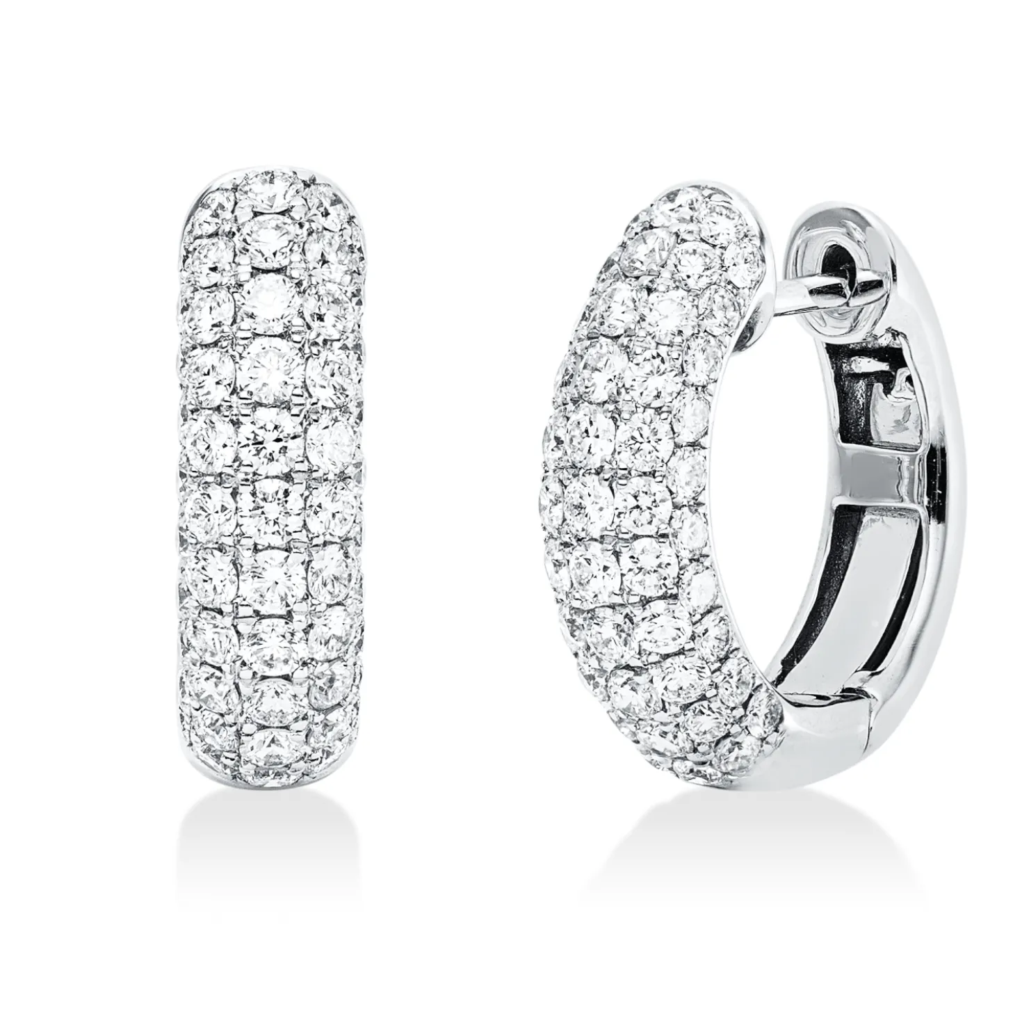 Pavé Creolen aus 750 Weißgold 106 Brillanten 1,41ct TW-VSI 16,5x4,9mm