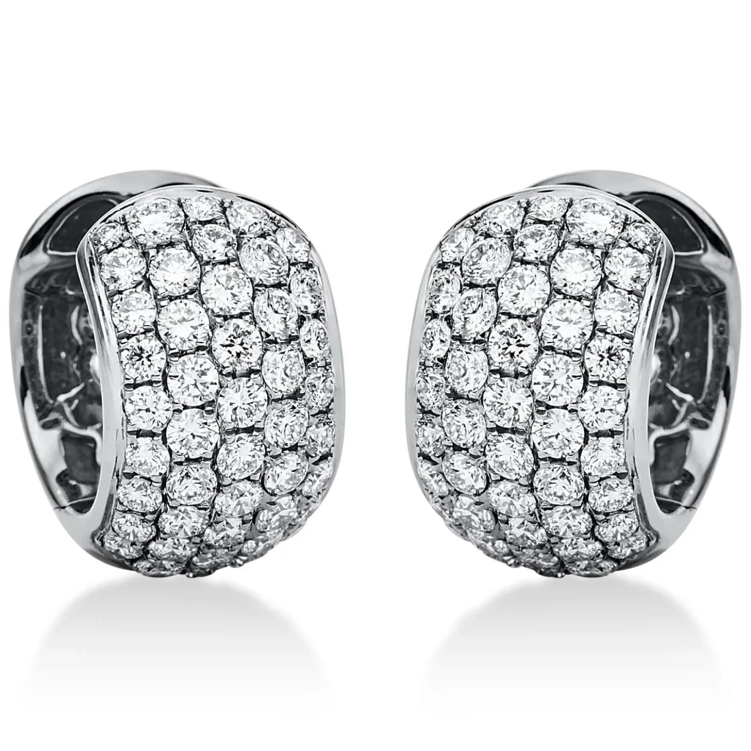 Pavé Creolen breit aus 750 Weißgold 90 Brillanten 1,3ct TW-VSI 13,9x8,1mm