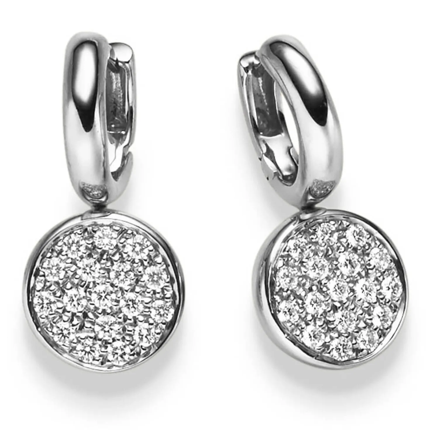Pavé Ohrringe Creolen 11,5mm 585 Weißgold mit 34 Diamanten 0,50ct TW-SI